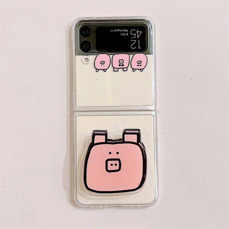 

Pink Cartoon Little Pig Phone Case with Detachable Stand for Samsung Z Flip5/Fold5 Samsung Z Flip3 - Vertical Fold