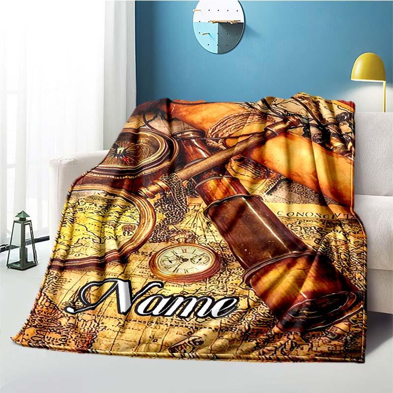Retro Telescope Customize Your Name Blanket Used For Chair Office Sofa Bed Camping Soft And Warm Giving Friends And Relatives Birthday Graduation Gift