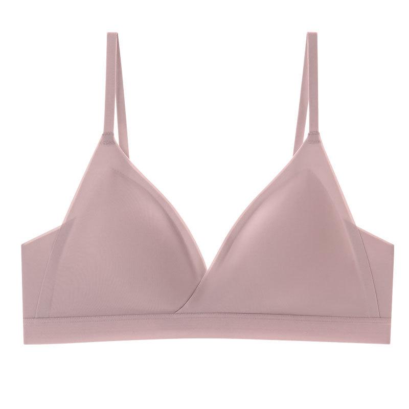 Spring and Summer New French Silk Underwear, Triangle Cup Thin Bra, Seamless Chest Pad Mulberry Silk Bra