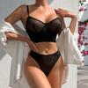 New Fashion Sexy Underwear Fish Bone Contrast Mesh Sexy Perspective Gathering Lingerie Set