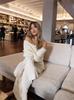 2024 Autumn Women's Solid Color Slim Fit One-Shoulder Bodycon Dress