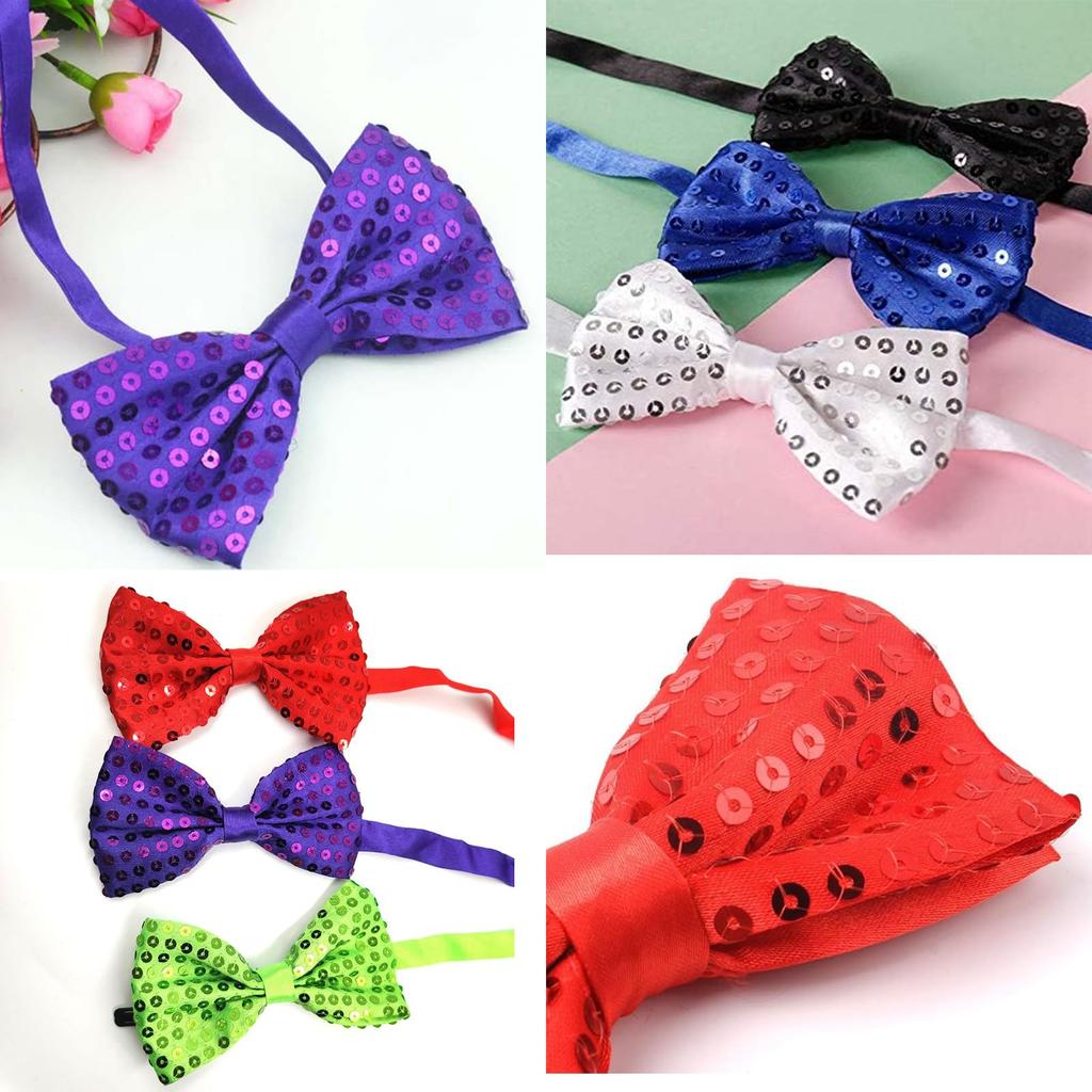 [NiceYnn] Sparkling Bow Tie Neckwear Tie Easy Adjustable Sequin Men's Kids Wedding Graduation Sports Day Athletic Festival Play 1pc Sequin Orange