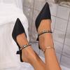 2025 Black Rhinestones Heeled Mules Pump for Women Elegant Sparkly Sandals Summer Slippers Women's Sexy High Heels Slingbacks