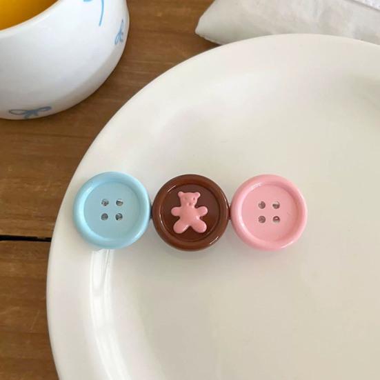 Girl Hairpin Contrasting Color Design Button Shape Hair Clip Non-irritating Side Bang Hair Pin Hair Accessory