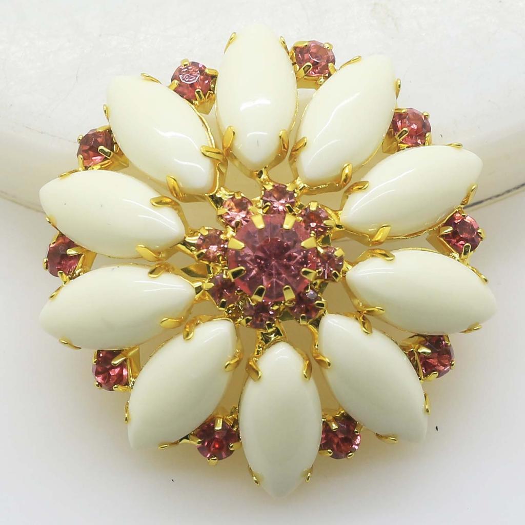3pcs/lot 40mm rhinestone crystal button gold decorative flower button coat clothing fashionable clothing  accessories.