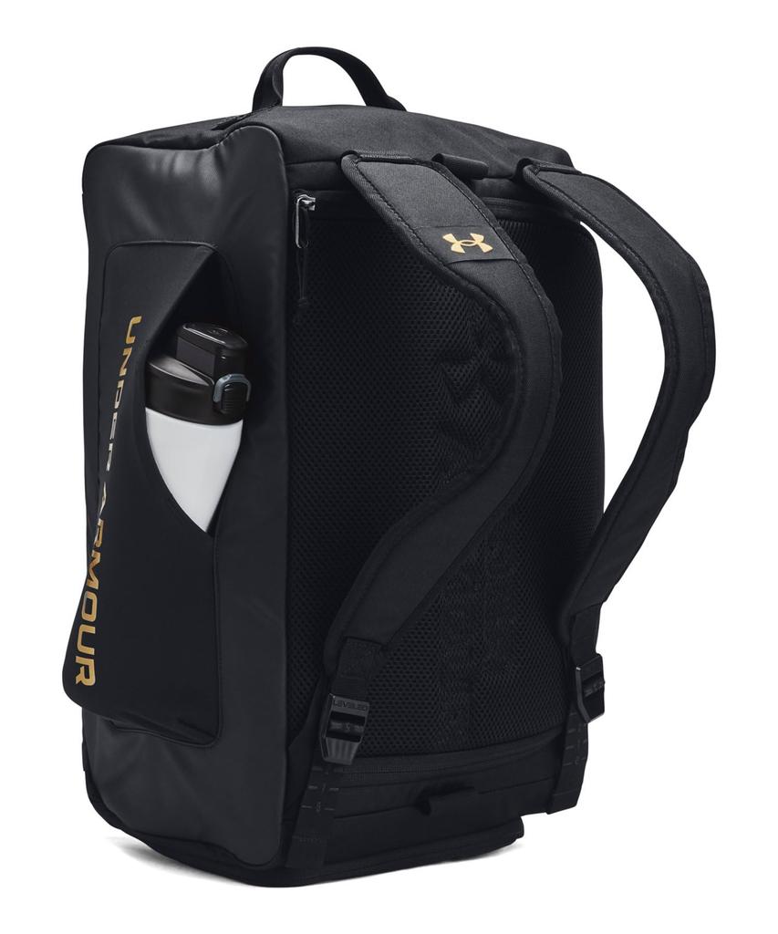 UNDER ARMOUR UA Contain Duo Duffle Backpack S 40L Water-Repellent Black Gold 1381920