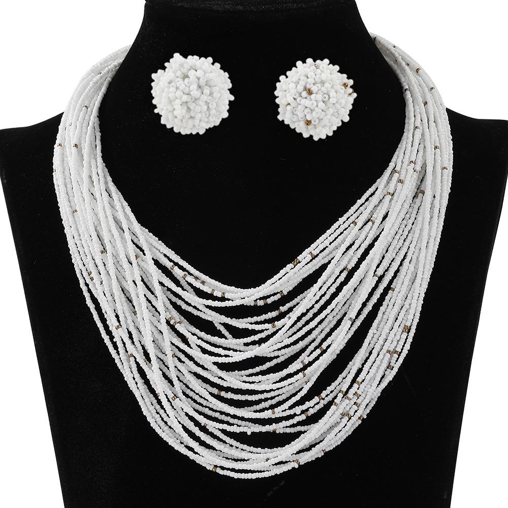 

Богемський Багатошаровий Набір Намиста та Сережок з Бісеру - Ретро Етнічний Стиль Жіночі Прикраси