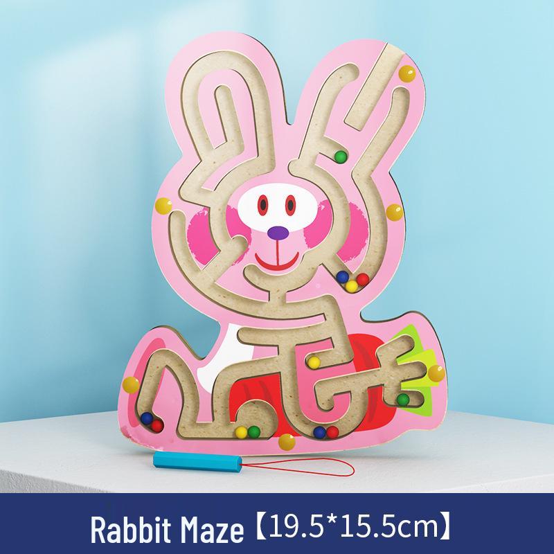 Wooden Magnetic Bead Maze Pen for Children's Education
