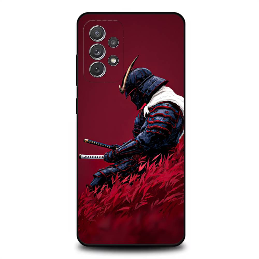 Japanese Bushido Samurai Phone Case For Samsung S 25,24,23,22,30,21,10,9,Ultra,Plus,Lite,FE,4,5G Black Soft Case
