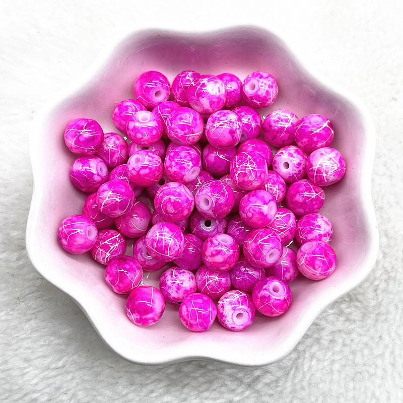 Wholesale 4/6/8/10mm Glass Beads Round Loose Spacer Beads Pattern For Jewelry Making DIY Bracelet Necklace