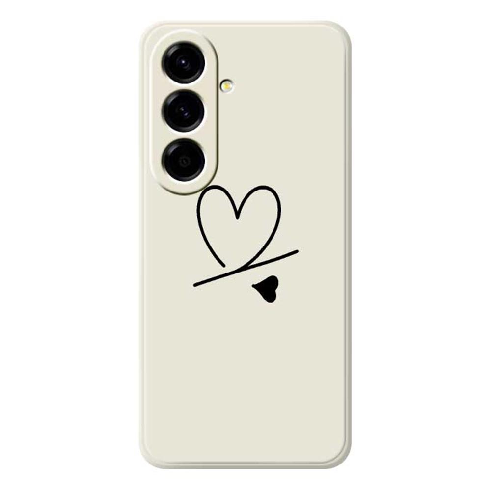 

For Samsung Galaxy A56 5G Case Black Love Pattern Printing Straight Edge TPU Phone Back Cover Beige