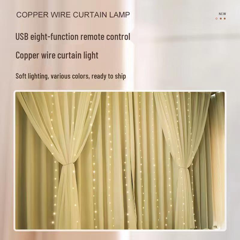 3x3m Copper Wire String Curtain Lights, USB Powered, 8-Function Remote, Waterproof, Multi-Color, for Weddings & Christmas Decoration.