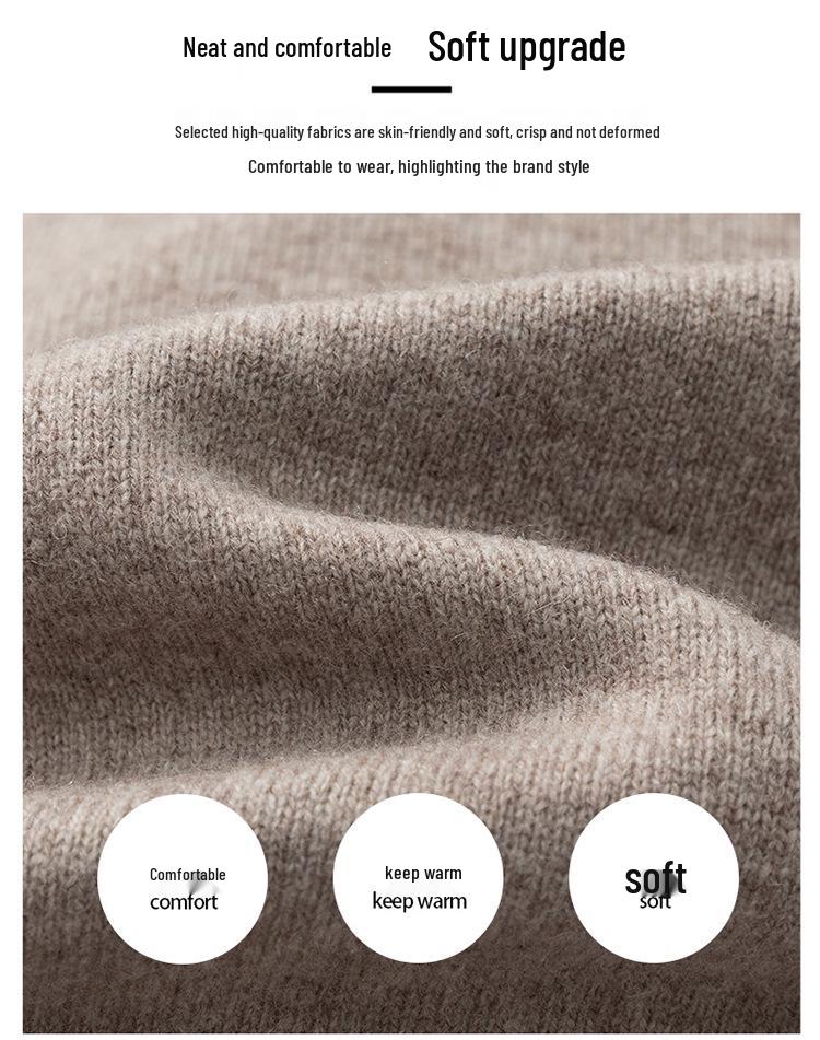 Herren Leichter Luxus Wollpullover mit Möwenkragen - Winterlich Warm Modischer Gestrickter Basisschicht