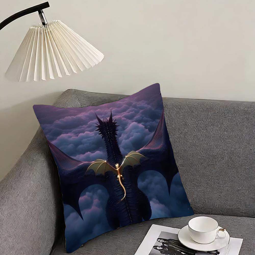 F-Fourth W-Wing Dragon Cushion Cover Reversible Plush Pillow Cover – For car, sofa, bedroom, perfect as a gift.