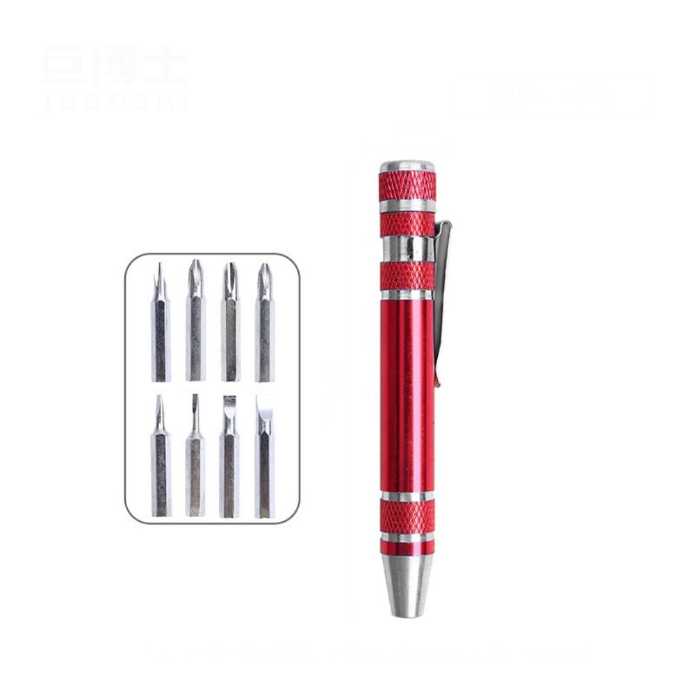 8 In 1 Mini Screwdriver Pen Pocket Screwdriver Set Multifunction Phone Repair Hand Tools Kit красный