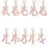 English Alphabet Letter Tassels Keychain Pink Butterfly Pendant Key Chain Women Car Key Ring Bag Jewelry Simple Letter Name Gift