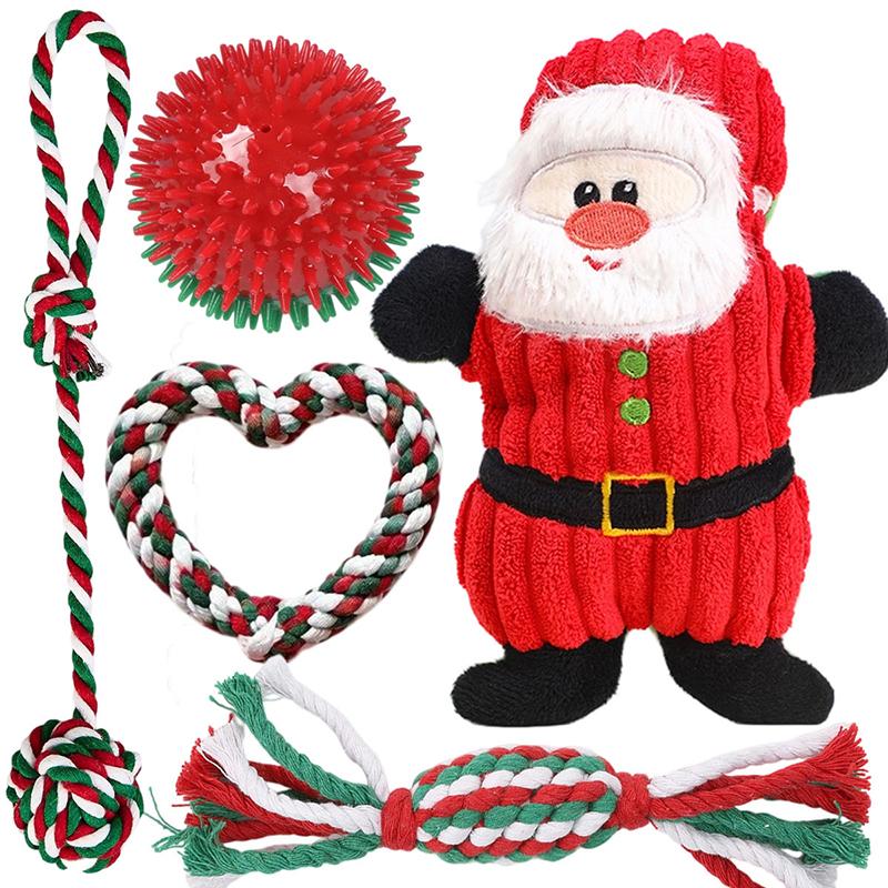 Dog Toy Christmas Set Gift Plush Toy Noise Santa Claus Cat Dog Christmas Series Cartoon Dog Toy Plush Squeak Toy
