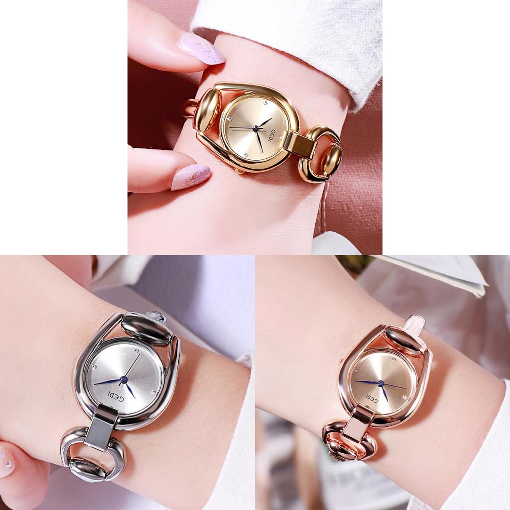 Fashion Ladies Quartz Watch With Alloy Bracelet And Rhinestone Decor For Casual Wear