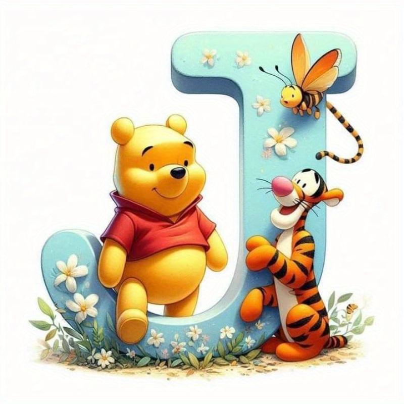 

Полная выкладка алмазной мозаики Винни Пух Сделай сам Мультяшная картина Пятачок Вышивка крестом Тигра 26 букв Вышивка Домашний декор Round 20x20cm