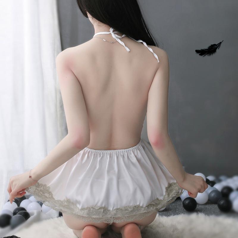 Sexy Lingerie Lace Seduction Sexy Backless Suspender Split Nightdress Set