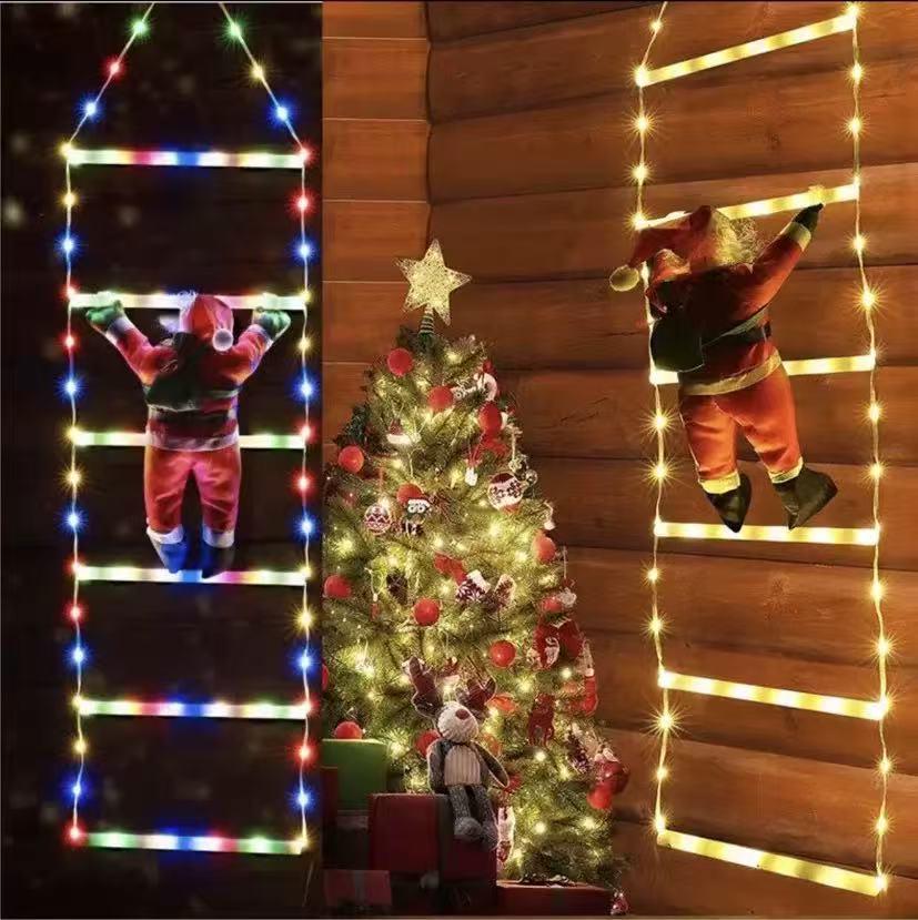 

Waterproof Santa Claus Climbing LED Christmas Ladder Light - Warm, Creative Neon Decoration Plug-in Version, Width 26cm, 6 Rungs
