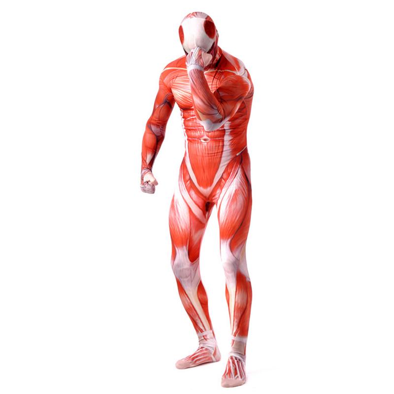 Body Full Halloween Suit Attack On Titan Skeleton Muscle Lycra Spandex Zentai