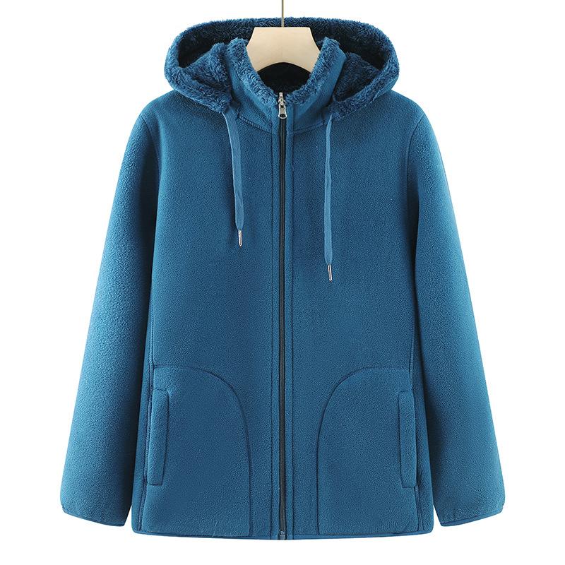 

Утепленные зимние толстовки, худи, куртка, женские пальто из поларфлиса на молнии, повседневное теплое пальто для среднего возраста XXXXL синий