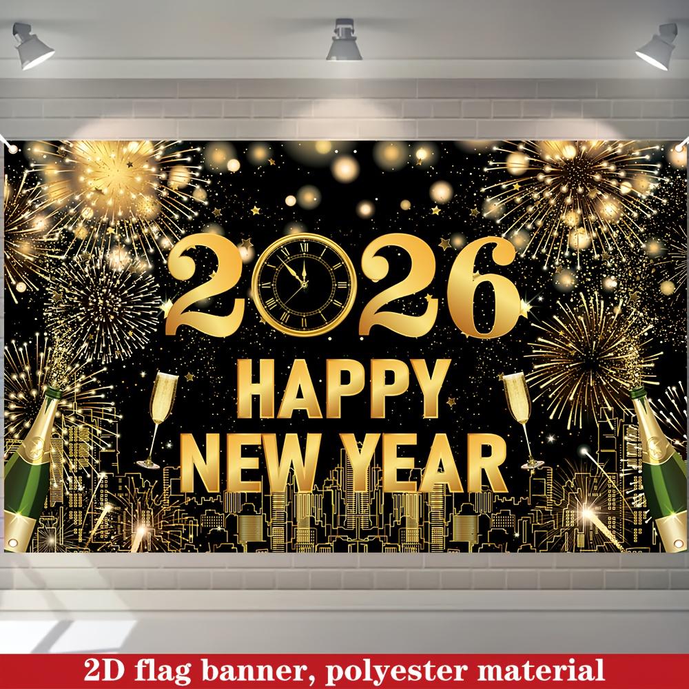 1Pcs New Year 2026 Black Golden Theme Decoration Background Backdrop For Photo Studio Photo Booth Party