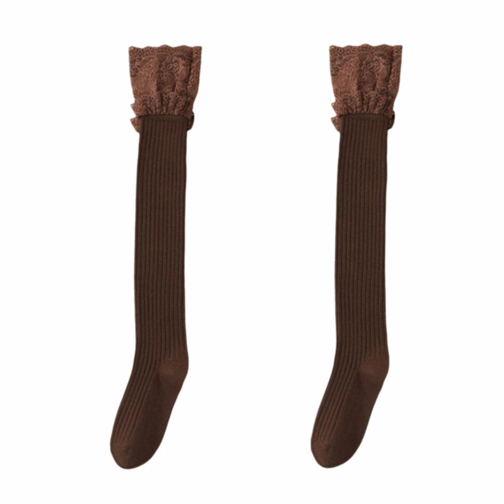 

Однотонные женские длинные носки Мягкие гольфы выше колена Модные женские носки с напуском Уличный стиль Харадзюку кофейный