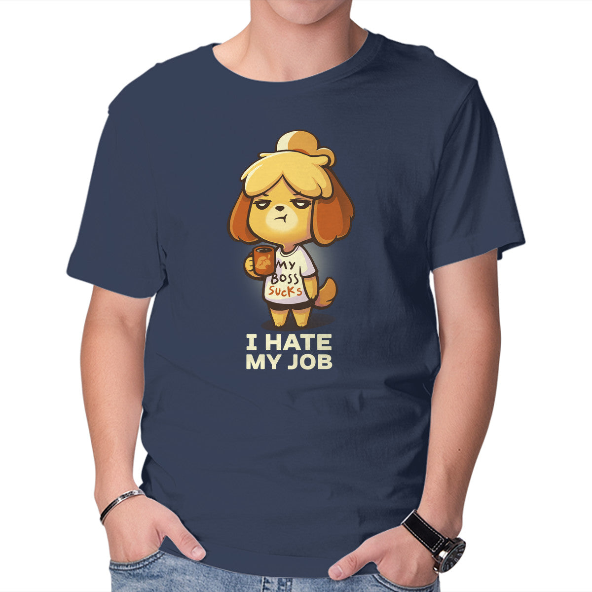 Unisex Crew Neck T-Shirt I Hate My Job Graphic Short Sleeve Casual Tee L