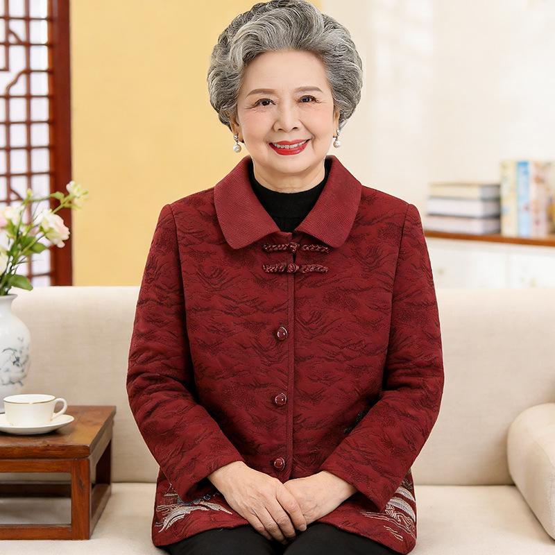 Mom's New Style Windbreaker: Spring/Autumn Dark Buckle, Middle-Aged & Elderly Women's Chinese-Inspired Jacket