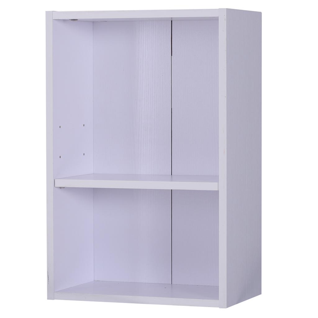 Libreria Bassa in Legno, Mobile Multiuso Design Moderno Bianco con Ripiano Regolabile 40x24x61cm