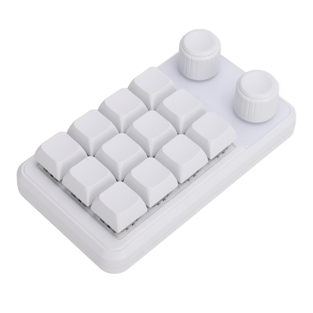 12 Tasten Kleine Tastatur mit Dual-Drehknöpfen und RGB-Licht Typ C Kabelgebunden Blauer Schalter Programmierbares Makro