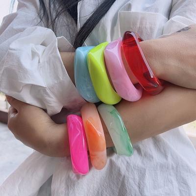 Acrylic Geometric Chunky Bangles Irregular Wristband Fashion Charm Bracelet  Jewelry Gifts