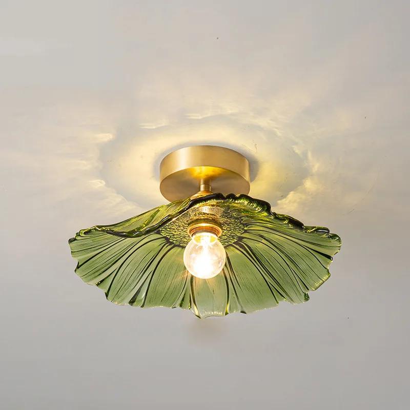 2026 LED Vintage Flower Glass Ceiling Lamps Hallway Corridor Light Warm Light Retro Living Room Interior Decor Lighting HOT