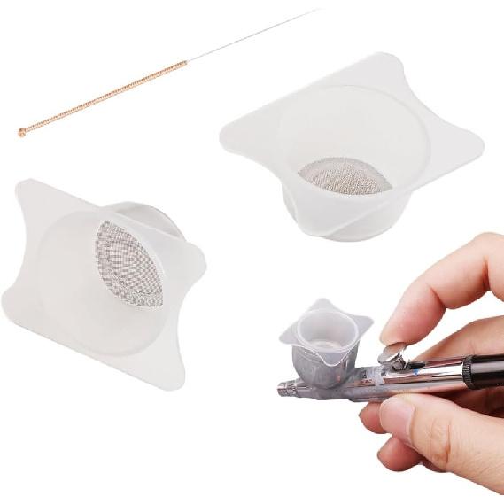 Airbrush Filter Cup, 2Pcs Airbrush Special Paint Filter Cup with 0.3mm Airbrush Spray Gun Needle - for Paint Airbrush Accessories