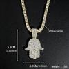 Hamsa Fatima Hand Necklace with Diamond Encrusted Pendant and Hip Hop Chain