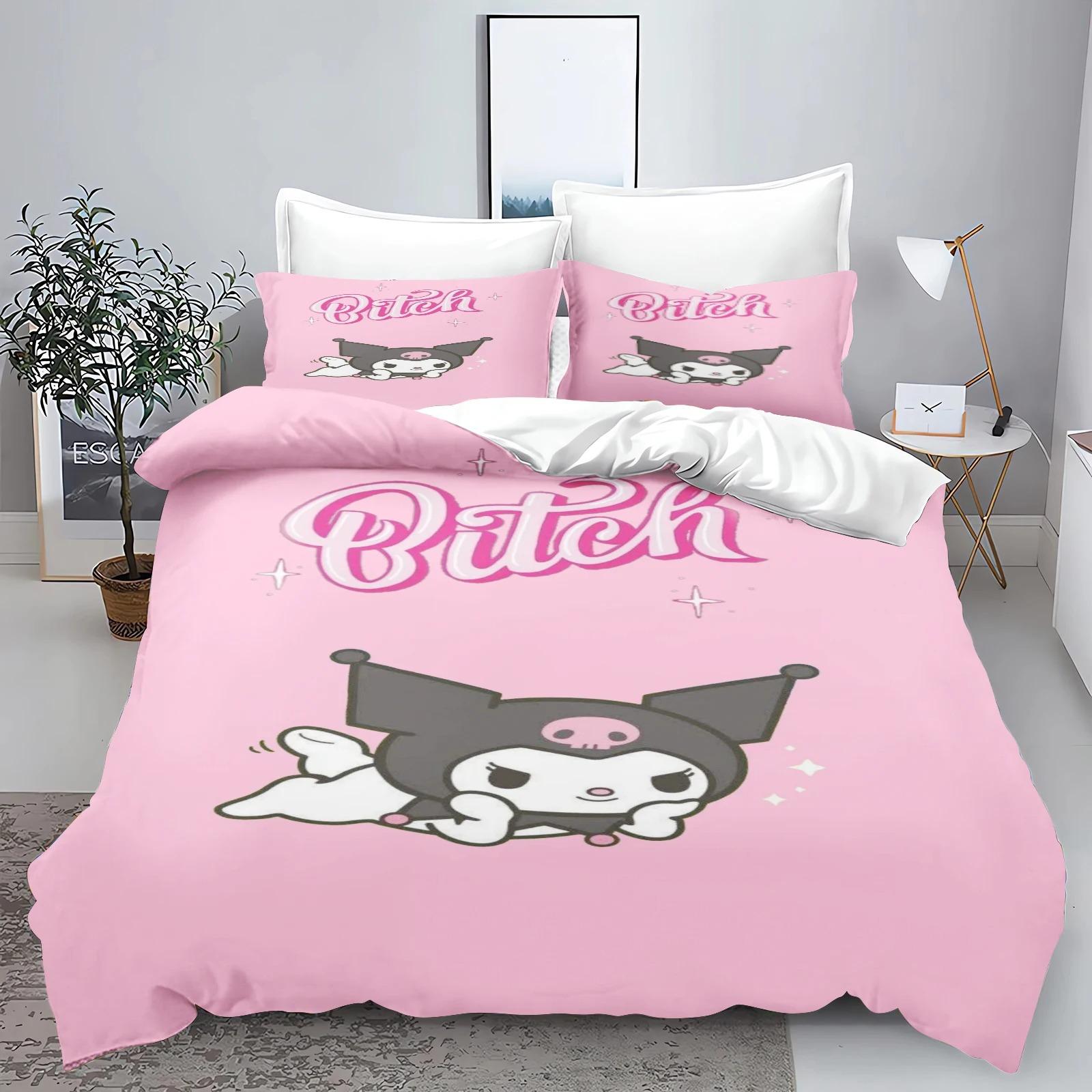 

Постільна білизна Sanrio Hello Kitty Kuromi Cinnamoroll Ковдра Покривало Підковдра Наволочка Набори з 2-3 предметів Дитячий Дорослий розмір EU Single 135x200cm