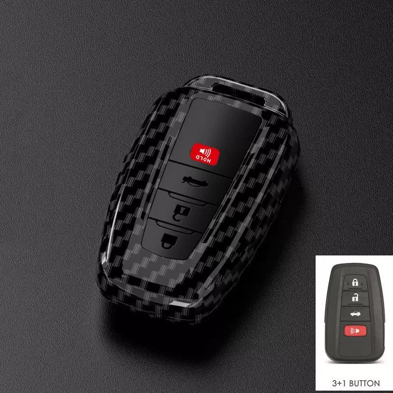 Pokrowiec na kluczyk samochodowy z włókna węglowego ABS do Toyota Prius Camry Corolla Chr C-Hr Rav4 Land Cruiser Prado Akcesoria Ochronne