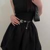 Simple and Versatile Cowhide Leather Narrow Belt, Women's Skirt Knotted Thin Belt, Women's Fashion European and American Black Belt