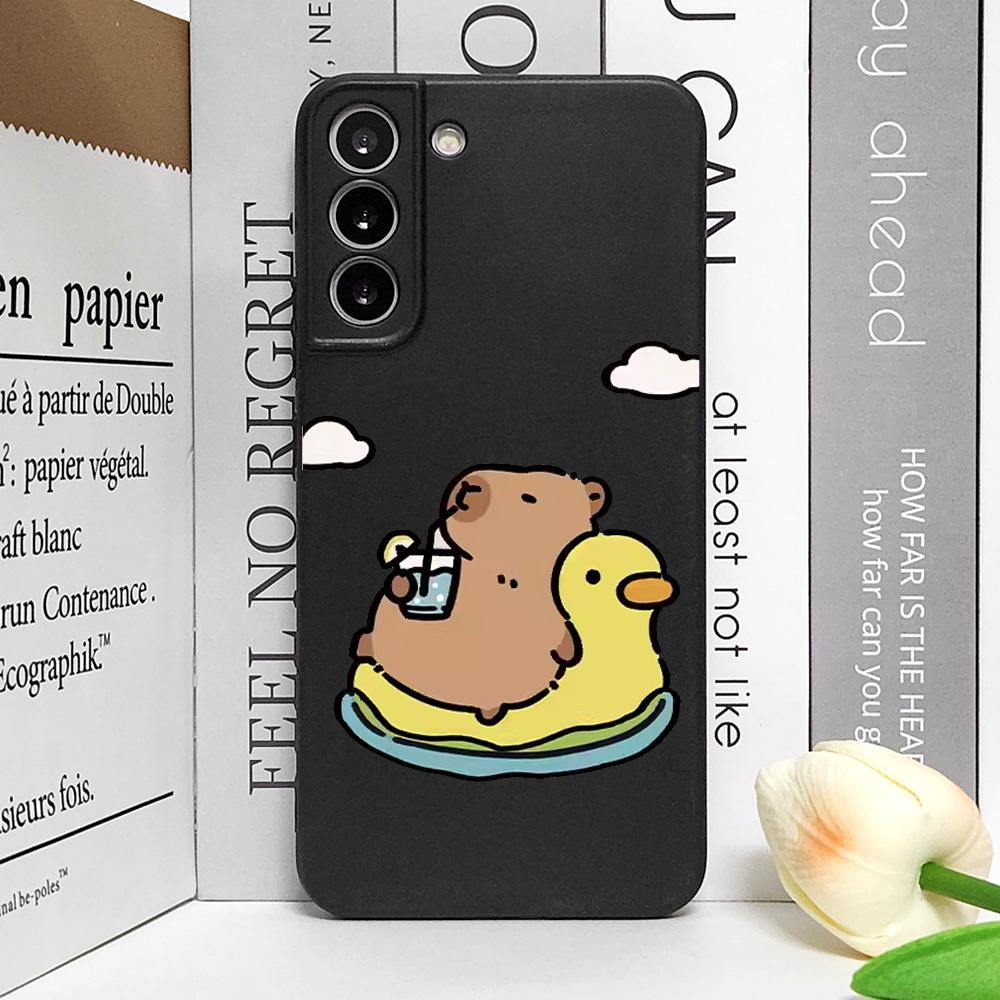 Custodia per Telefono Capibara Carino per Samsung Galaxy S22 S23 S24 S25 edge Ultra S20 Plus S21 FE 5G Cover Morbida Coppia di Animali Divertente Fundas