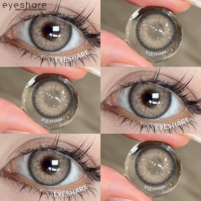 EYESHARE 1Pair Color Contact Lenses for Eyes Natural Brown Yearly Use Lenses Gray Multicolored Contact Lens Gray Pupils Lens