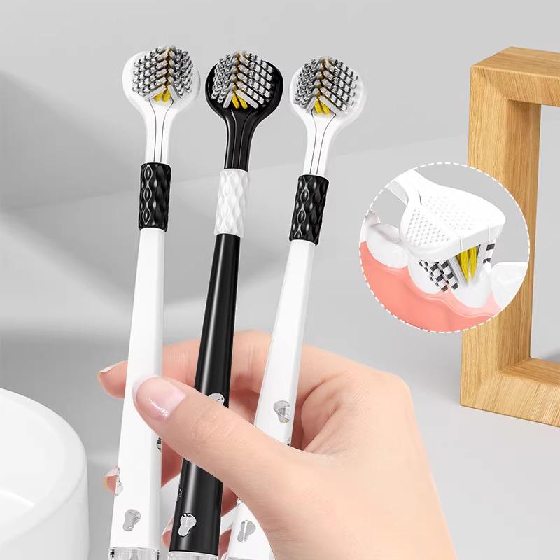 Brosse à Dents Adulte à Soies Douces Triple Face pour Hommes et Femmes - Lot Familial en Forme de U
