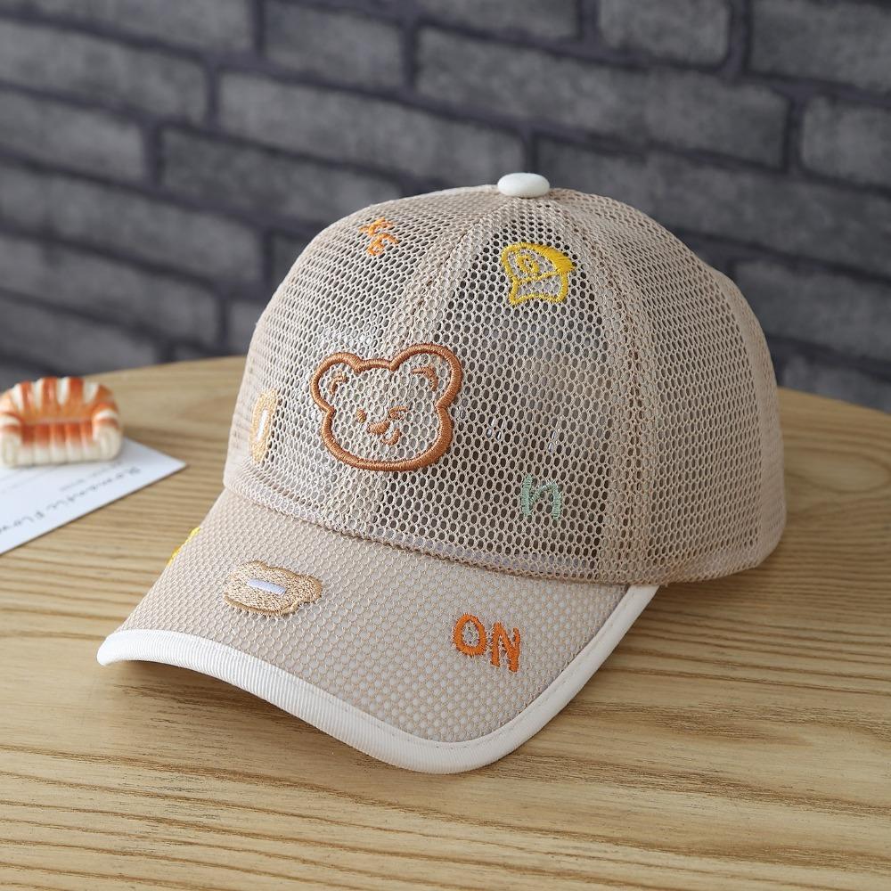 Cartoon Bear Baby Baseball Cap Mesh Breathable Sunshade Cap Cute Kid Sun Hat Boys Girls