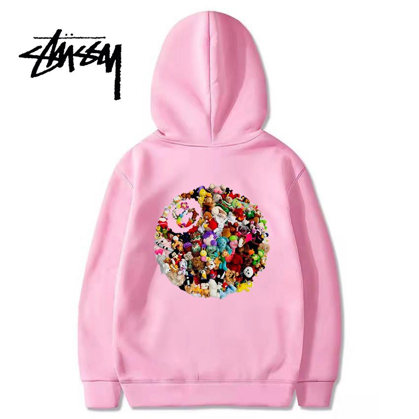 

Spring Autumn and Winter Stussy Doll Size 8 Ball Print Men s and Women s Hooded Sweatshirt European Plus Size