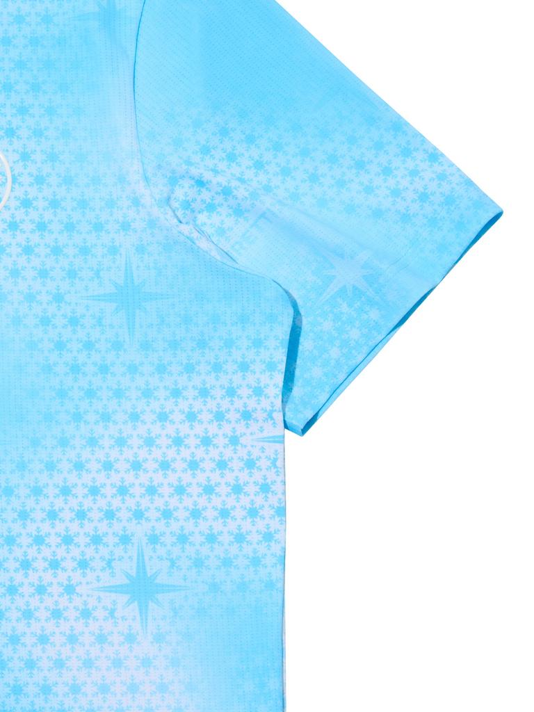 PIRETTI Snowflake Print Polo Shirt M_Light Blue