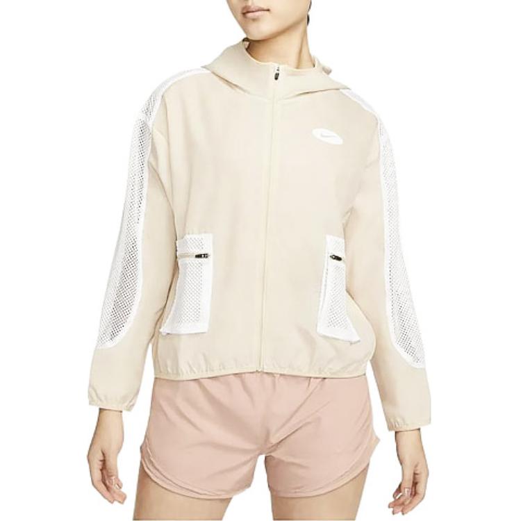 Nike Mesh Color Block Hooded Jacket Women Jacket Khaki DM7758-126
