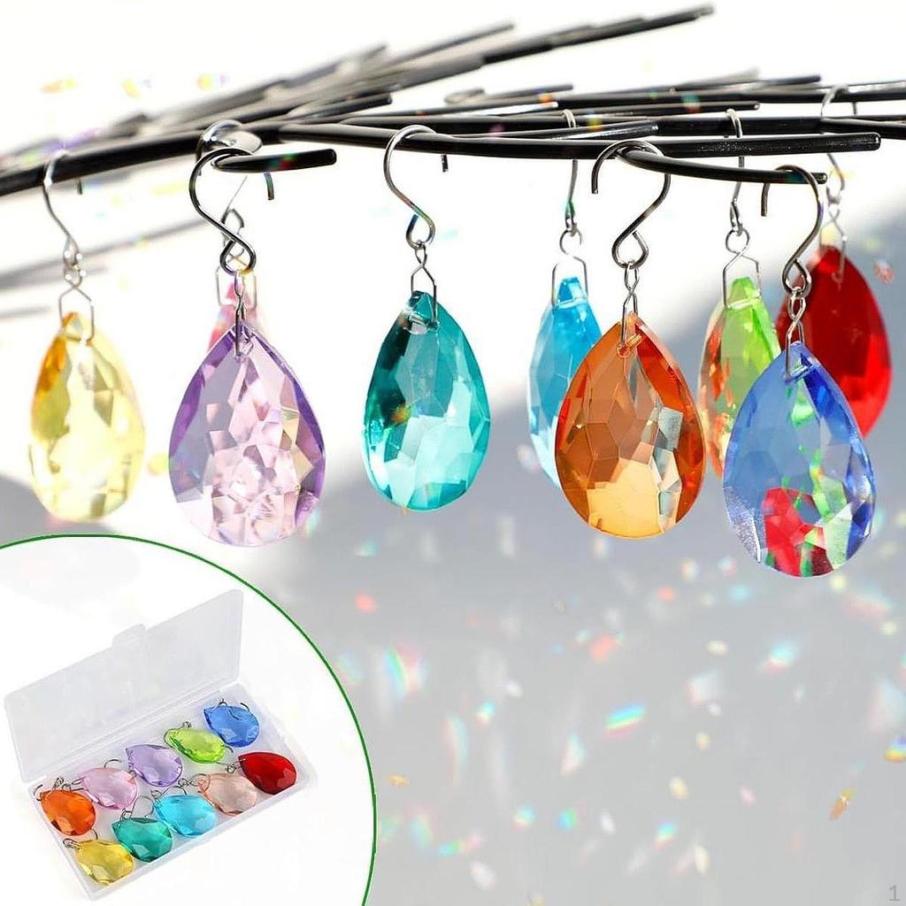 10 Pieces Teardrop Pendants Shiny Garden Suncatcher for Light Party Festive