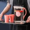 Durable Heat Resisttant Cold Water Kettle Large Capacity Scaled Water Pitcher Transparent With Cups Water Jug Refrigerator