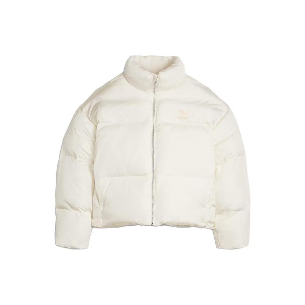 Puma Classics Oversized Puffer Jacket Solid Color High Neck Zipper Short Sleeve Down Jacket Women jackets White 621693-66